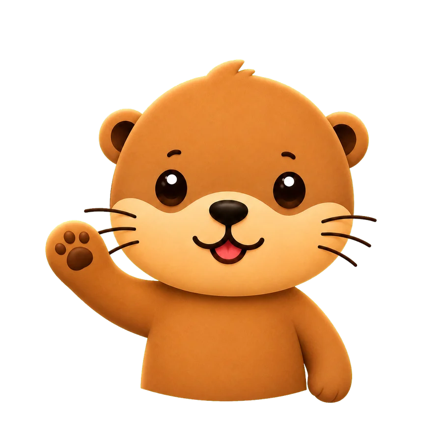 The Lotra otter mascot waving